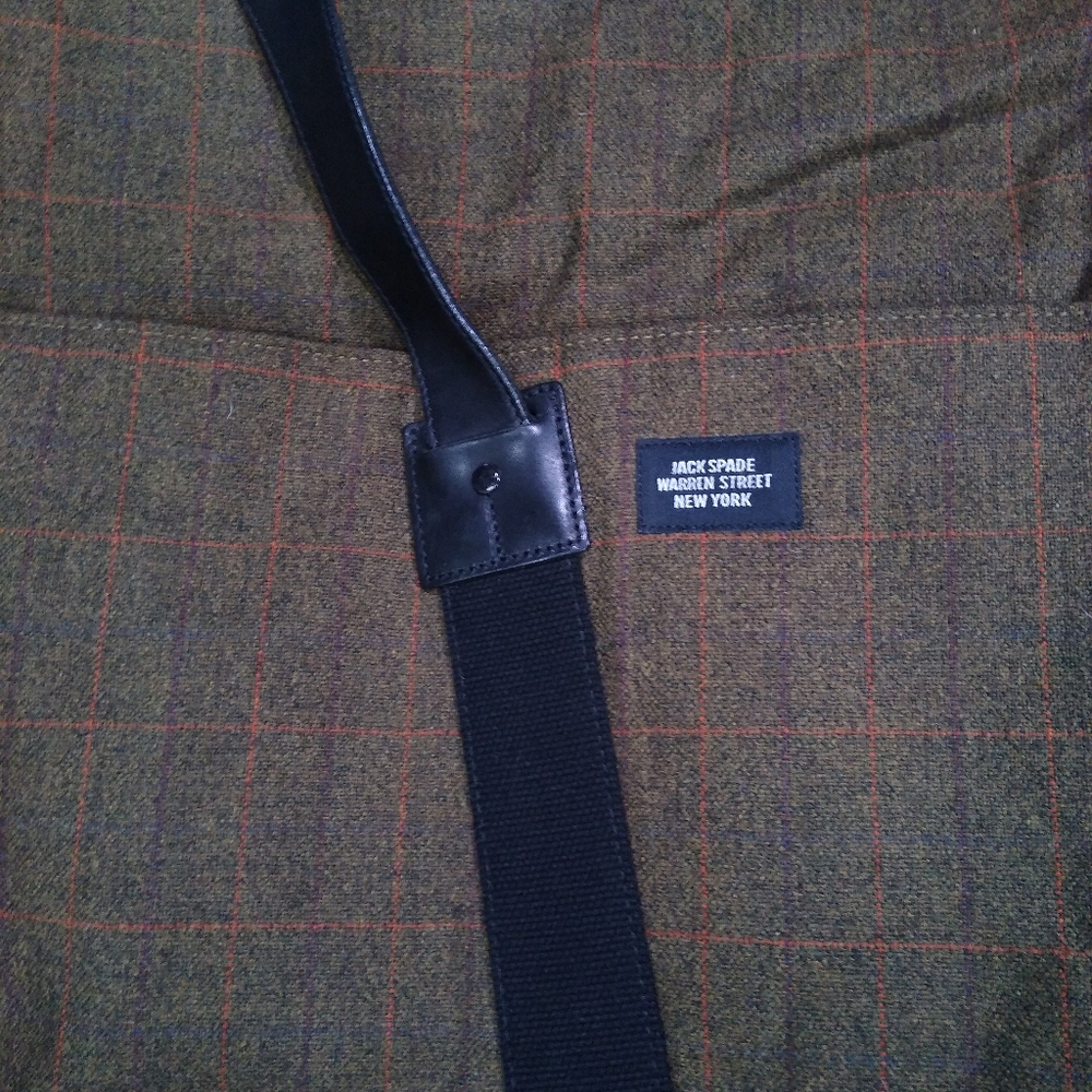 Jack Spade XL Tweed Tartan Olive Travel Overnight Bag - Picture 5 of 11